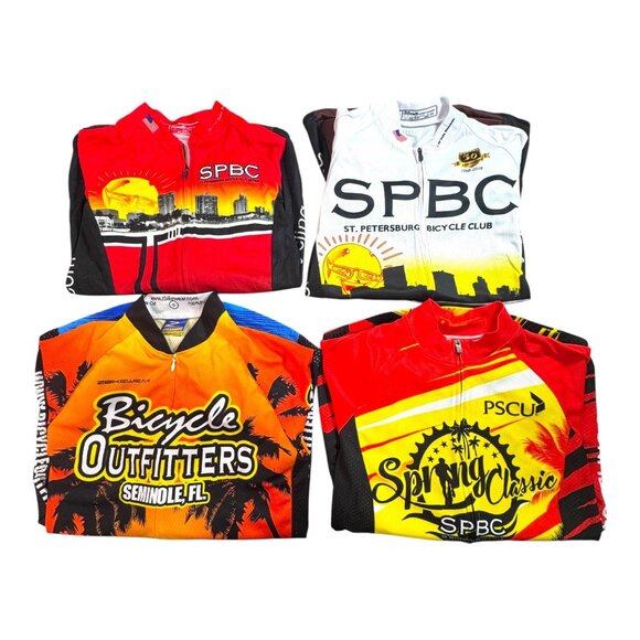 Lot Of 4 Cycling Jerseys Small Bicycle Outfitters Spring Classic SPBC BeSpokeFit - Picture 1 of 13